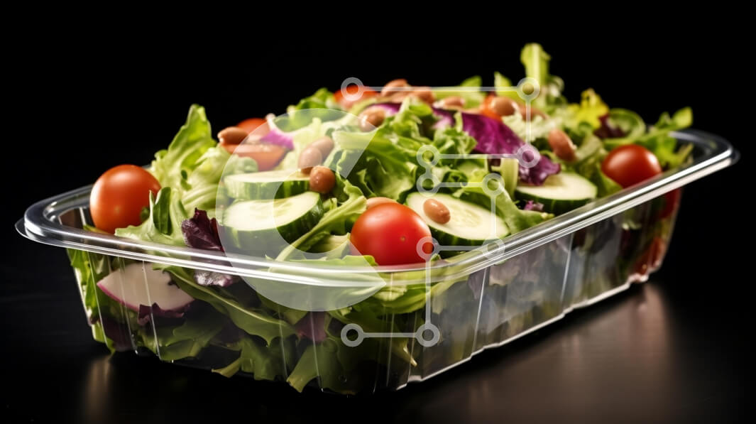 Σετ των 2 Intra Συλλεκτικό Ξύλινο Παζλ Plywood  4mm - Φρέσκια σαλάτα σε διάφανο πλαστικό δοχείο Σε Ξύλινο Κουτί - Διαστάσεις: 10x10 cm – 25 κομμάτια