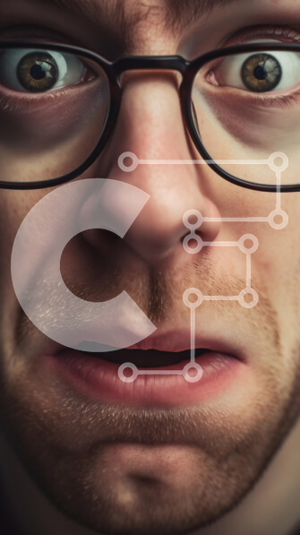 Intra Συλλεκτικό Ξύλινο Παζλ Plywood  4mm - Άνδρας με γυαλιά που δείχνει συναισθηματική αγωνία Σε Ξύλινο Κουτί - Διαστάσεις Puzzle: 10x10 cm – 25 κομμάτια