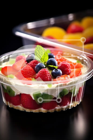 Σετ των 2 Intra Συλλεκτικό Ξύλινο Παζλ Plywood  4mm - Επιδόρπιο με φρέσκα φρούτα σε πλαστικό δοχείο Σε Ξύλινο Κουτί - Διαστάσεις: 10x10 cm – 25 κομμάτια