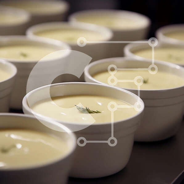 Σετ των 2 Intra Συλλεκτικό Ξύλινο Παζλ Plywood  4mm - Δίσκος με λευκά μπολ γεμιστά με γαρνιτούρα σούπας και θυμάρι Σε Ξύλινο Κουτί - Διαστάσεις: 10x10 cm – 25 κομμάτια