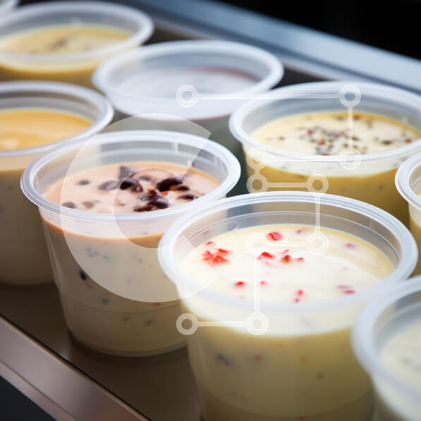 Σετ των 2 Intra Συλλεκτικό Ξύλινο Παζλ Plywood  4mm - Δίσκος με πλαστικά ποτήρια με διάφορα επιδόρπια Σε Ξύλινο Κουτί - Διαστάσεις: 10x10 cm – 25 κομμάτια