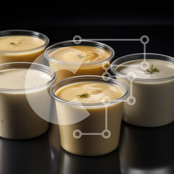 Σετ των 2 Intra Συλλεκτικό Ξύλινο Παζλ Plywood  4mm - Ποικιλία σάλτσες και ντιπ σε πλαστικά ποτήρια Σε Ξύλινο Κουτί - Διαστάσεις: 10x10 cm – 25 κομμάτια