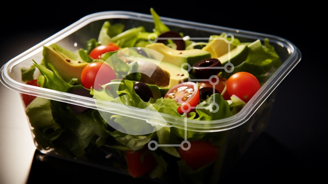 Σετ των 2 Intra Συλλεκτικό Ξύλινο Παζλ Plywood  4mm - Φρέσκια σαλάτα λαχανικών σε διάφανο πλαστικό δοχείο Σε Ξύλινο Κουτί - Διαστάσεις: 10x10 cm – 25 κομμάτια