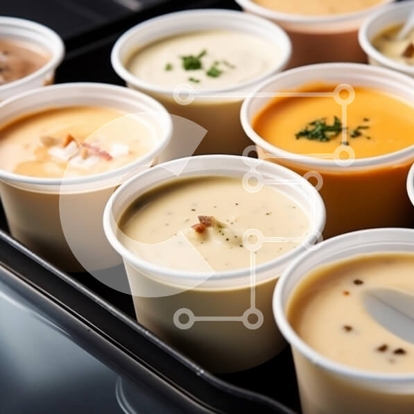 Σετ των 2 Intra Συλλεκτικό Ξύλινο Παζλ Plywood  4mm - Διάφορες σούπες και σάλτσες στο δίσκο Σε Ξύλινο Κουτί - Διαστάσεις: 10x10 cm – 25 κομμάτια