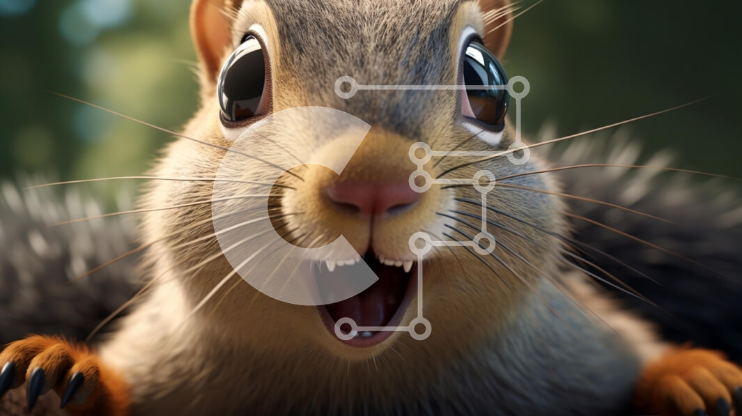 Σετ των 2 Intra Συλλεκτικό Ξύλινο Παζλ Plywood  4mm - Κινούμενα σχέδια Σκίουρος με ανοιχτό στόμα και ορθάνοιχτα μάτια Σε Ξύλινο Κουτί - Διαστάσεις: 10x10 cm – 25 κομμάτια