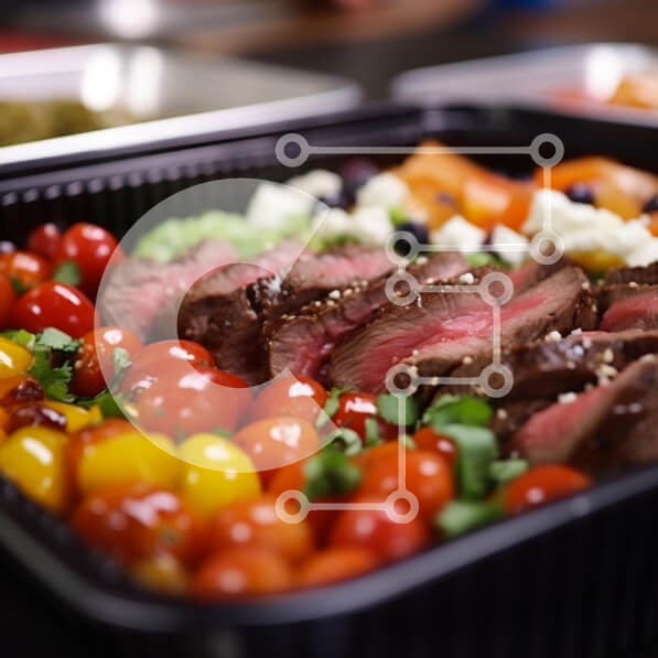 Σετ των 2 Intra Συλλεκτικό Ξύλινο Παζλ Plywood  4mm - Νόστιμο φαγητό απλώνεται σε μαύρο δίσκο Σε Ξύλινο Κουτί - Διαστάσεις: 10x10 cm – 25 κομμάτια