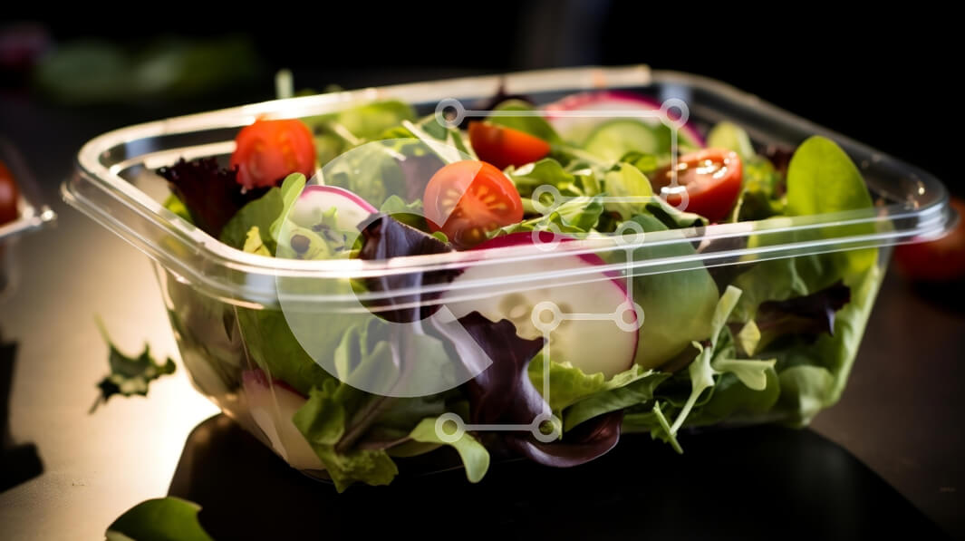 Σετ των 2 Intra Συλλεκτικό Ξύλινο Παζλ Plywood  4mm - Φρέσκα πράσινα σαλάτα σε πλαστικό δοχείο Σε Ξύλινο Κουτί - Διαστάσεις: 10x10 cm – 25 κομμάτια