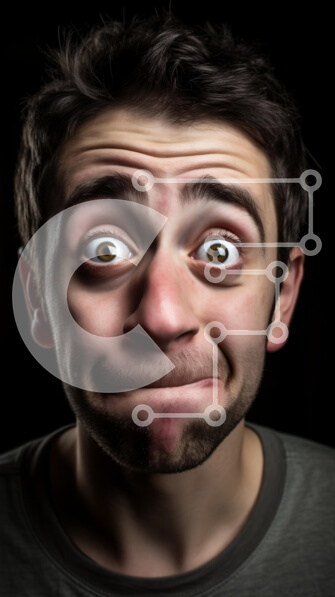 Intra Συλλεκτικό Ξύλινο Παζλ Plywood  4mm - Πορτρέτο ενός άνδρα με ορθάνοιχτα μάτια Σε Ξύλινο Κουτί - Διαστάσεις Puzzle: 10x10 cm – 25 κομμάτια