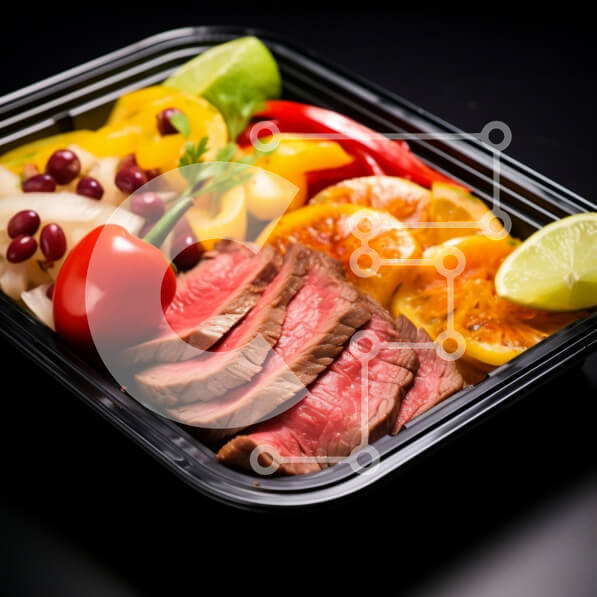 Σετ των 2 Intra Συλλεκτικό Ξύλινο Παζλ Plywood  4mm - Ποικιλία κρεάτων, λαχανικών και φρούτων σε μαύρο πλαστικό δοχείο Σε Ξύλινο Κουτί - Διαστάσεις: 10x10 cm – 25 κομμάτια