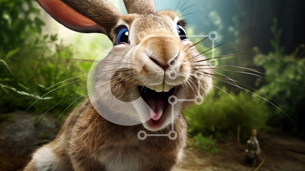 Σετ των 2 Intra Συλλεκτικό Ξύλινο Παζλ Plywood  4mm - Κουνέλι κινουμένων σχεδίων στο δάσος Σε Ξύλινο Κουτί - Διαστάσεις: 10x10 cm – 25 κομμάτια