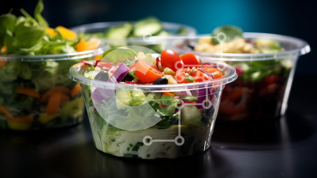 Σετ των 2 Intra Συλλεκτικό Ξύλινο Παζλ Plywood  4mm - Πολύχρωμα υλικά σαλάτας σε πλαστικά κύπελλα Σε Ξύλινο Κουτί - Διαστάσεις: 10x10 cm – 25 κομμάτια