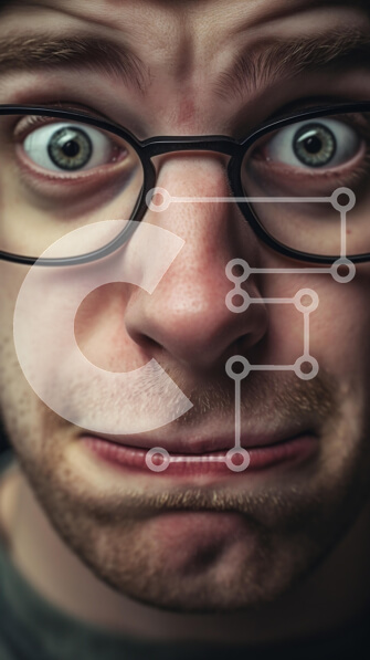 Intra Συλλεκτικό Ξύλινο Παζλ Plywood  4mm - Απογοητευμένος άνδρας με γυαλιά που κάνουν θυμωμένο πρόσωπο Σε Ξύλινο Κουτί - Διαστάσεις Puzzle: 10x10 cm – 25 κομμάτια