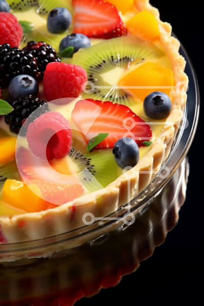 Σετ των 2 Intra Συλλεκτικό Ξύλινο Παζλ Plywood  4mm - Τάρτα με γέμιση φρούτων με ακτινίδιο, βατόμουρα, φράουλες και σμέουρα Σε Ξύλινο Κουτί - Διαστάσεις: 10x10 cm – 25 κομμάτια