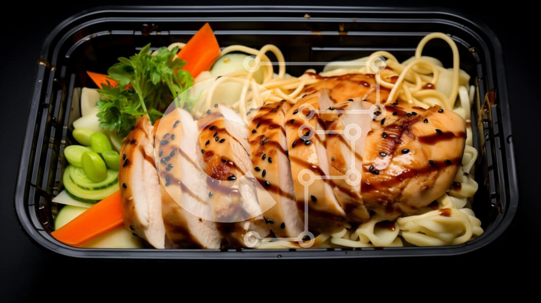 Σετ των 2 Intra Συλλεκτικό Ξύλινο Παζλ Plywood  4mm - Γεύμα κοτόπουλου και λαχανικών σε μαύρο δοχείο Σε Ξύλινο Κουτί - Διαστάσεις: 10x10 cm – 25 κομμάτια