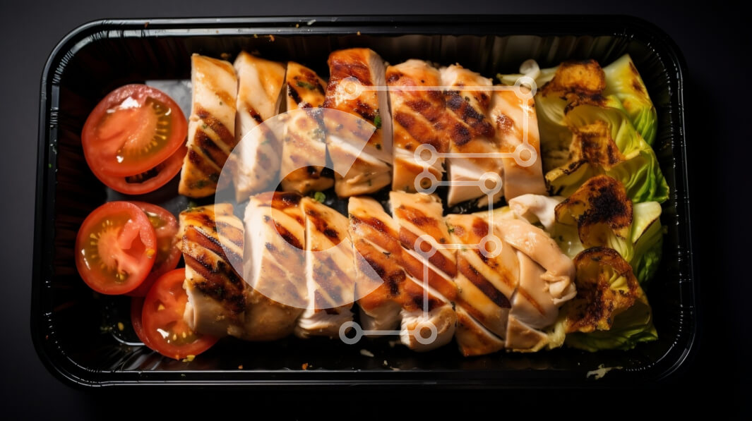 Σετ των 2 Intra Συλλεκτικό Ξύλινο Παζλ Plywood  4mm - Γεύμα κοτόπουλου σχάρας σε μαύρο δοχείο Σε Ξύλινο Κουτί - Διαστάσεις: 10x10 cm – 25 κομμάτια