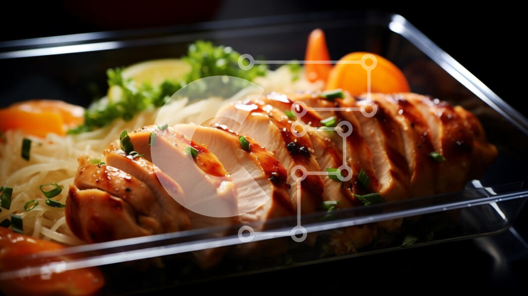 Σετ των 2 Intra Συλλεκτικό Ξύλινο Παζλ Plywood  4mm - Διαυγές πλαστικό δοχείο με κομμένο κοτόπουλο και λαχανικά Σε Ξύλινο Κουτί - Διαστάσεις: 10x10 cm – 25 κομμάτια