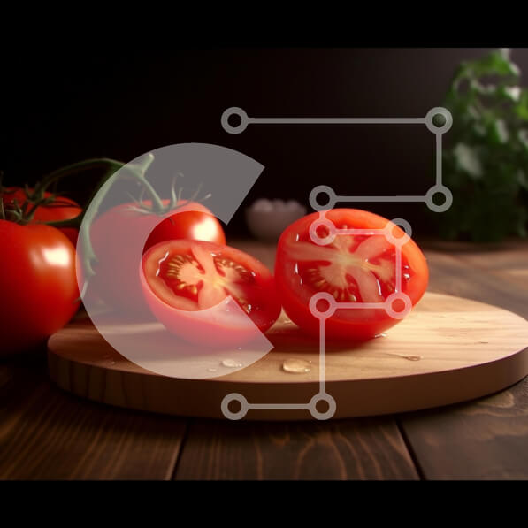 Σετ των 2 Intra Συλλεκτικό Ξύλινο Παζλ Plywood  4mm - Φέτες φρέσκιας ντομάτας σε ξύλινη σανίδα κοπής Σε Ξύλινο Κουτί - Διαστάσεις: 10x10 cm – 25 κομμάτια