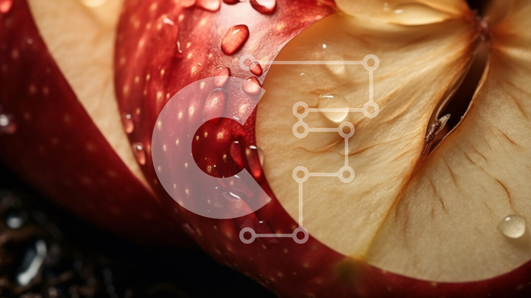 Σετ των 2 Intra Συλλεκτικό Ξύλινο Παζλ Plywood  4mm - Φρέσκο ​​μήλο με σταγόνες νερού και κομμένα κομμάτια Σε Ξύλινο Κουτί - Διαστάσεις: 10x10 cm – 25 κομμάτια