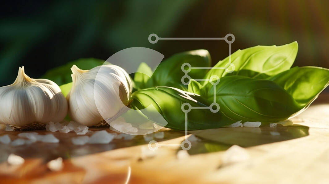 Σετ των 2 Intra Συλλεκτικό Ξύλινο Παζλ Plywood  4mm - Φρέσκες σκελίδες σκόρδου σε ξύλινο τραπέζι Σε Ξύλινο Κουτί - Διαστάσεις: 10x10 cm – 25 κομμάτια