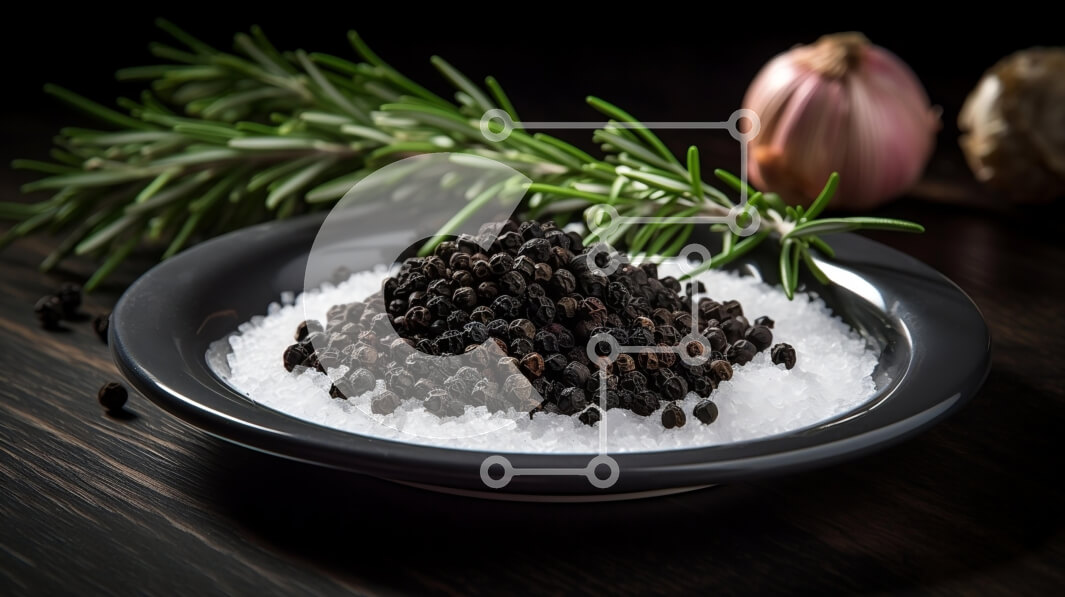 Σετ των 2 Intra Συλλεκτικό Ξύλινο Παζλ Plywood  4mm - Ρουστίκ μπολ με κόκκους μαύρου πιπεριού, δεντρολίβανο και αλάτι Σε Ξύλινο Κουτί - Διαστάσεις: 10x10 cm – 25 κομμάτια