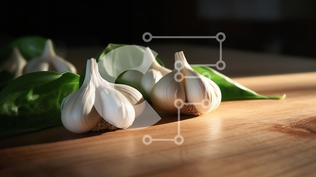 Σετ των 2 Intra Συλλεκτικό Ξύλινο Παζλ Plywood  4mm - Βολβοί φρέσκου σκόρδου σε ξύλινο τραπέζι Σε Ξύλινο Κουτί - Διαστάσεις: 10x10 cm – 25 κομμάτια