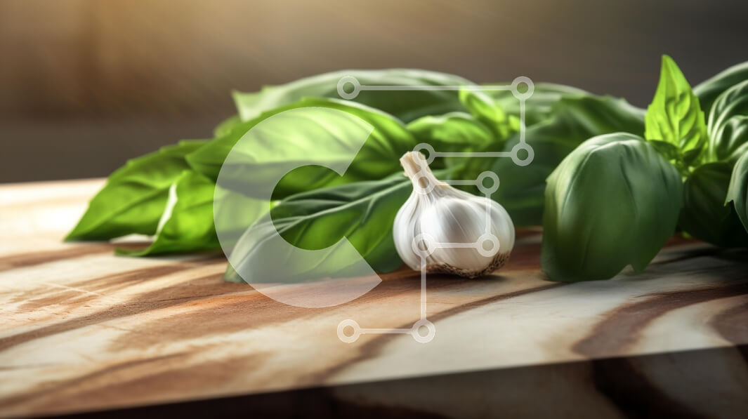 Σετ των 2 Intra Συλλεκτικό Ξύλινο Παζλ Plywood  4mm - Σκόρδο και βασιλικός σε ξύλο κοπής Σε Ξύλινο Κουτί - Διαστάσεις: 10x10 cm – 25 κομμάτια