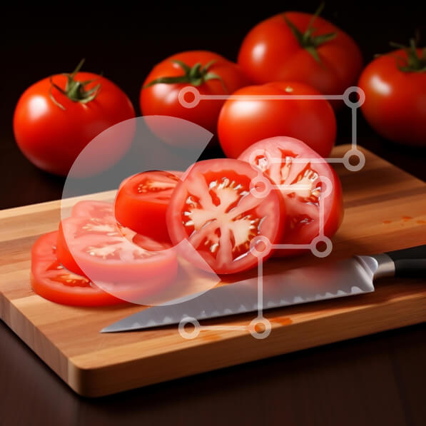 Σετ των 2 Intra Συλλεκτικό Ξύλινο Παζλ Plywood  4mm - Ποικιλία από ντομάτες σε φέτες σε ξύλινο ξύλο κοπής Σε Ξύλινο Κουτί - Διαστάσεις: 10x10 cm – 25 κομμάτια