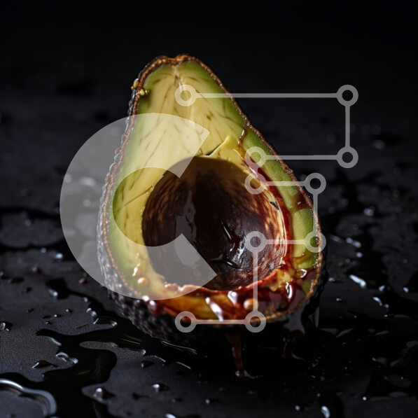 Σετ των 2 Intra Συλλεκτικό Ξύλινο Παζλ Plywood  4mm - Μισοφαγωμένο αβοκάντο σε λιπαρή μαύρη επιφάνεια Σε Ξύλινο Κουτί - Διαστάσεις: 10x10 cm – 25 κομμάτια