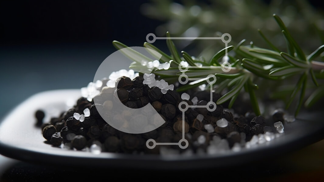 Σετ των 2 Intra Συλλεκτικό Ξύλινο Παζλ Plywood  4mm - Υλικά καρυκεύματος σε λευκό πιάτο Σε Ξύλινο Κουτί - Διαστάσεις: 10x10 cm – 25 κομμάτια