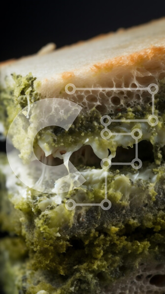 Intra Συλλεκτικό Ξύλινο Παζλ Plywood  4mm - Φρεσκοφτιαγμένο σάντουιτς με πράσινο πέστο σε μαύρο φόντο Σε Ξύλινο Κουτί - Διαστάσεις: 10x10 cm – 25 κομμάτια