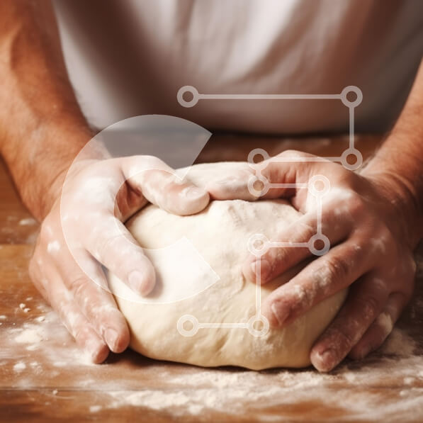 Σετ των 2 Intra Συλλεκτικό Ξύλινο Παζλ Plywood  4mm - Άνδρας που προετοιμάζει τη ζύμη με τα χέρια καλυμμένα με αλεύρι Σε Ξύλινο Κουτί - Διαστάσεις: 10x10 cm – 25 κομμάτια