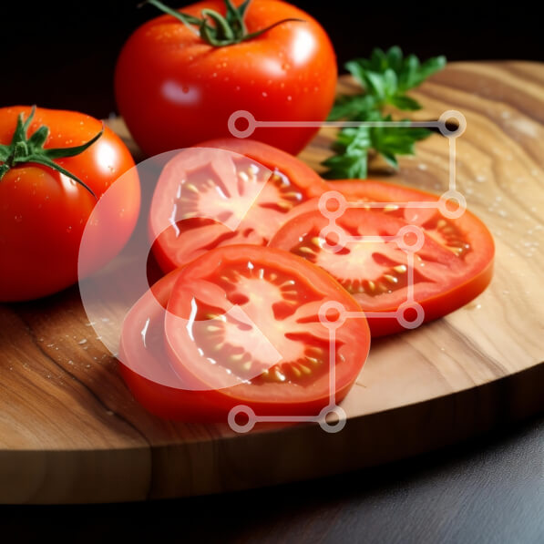 Σετ των 2 Intra Συλλεκτικό Ξύλινο Παζλ Plywood  4mm - Φρέσκες ντομάτες σε ξύλινη σανίδα κοπής Σε Ξύλινο Κουτί - Διαστάσεις: 10x10 cm – 25 κομμάτια