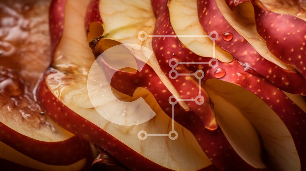 Σετ των 2 Intra Συλλεκτικό Ξύλινο Παζλ Plywood  4mm - Κοντινή όψη των φρέσκων φέτες κόκκινου μήλου Σε Ξύλινο Κουτί - Διαστάσεις: 10x10 cm – 25 κομμάτια