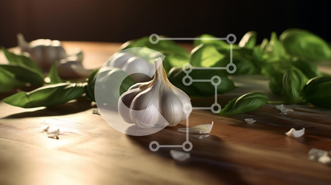 Σετ των 2 Intra Συλλεκτικό Ξύλινο Παζλ Plywood  4mm - Ξύλινο τραπέζι με σκόρδο, βασιλικό και βότανα Σε Ξύλινο Κουτί - Διαστάσεις: 10x10 cm – 25 κομμάτια