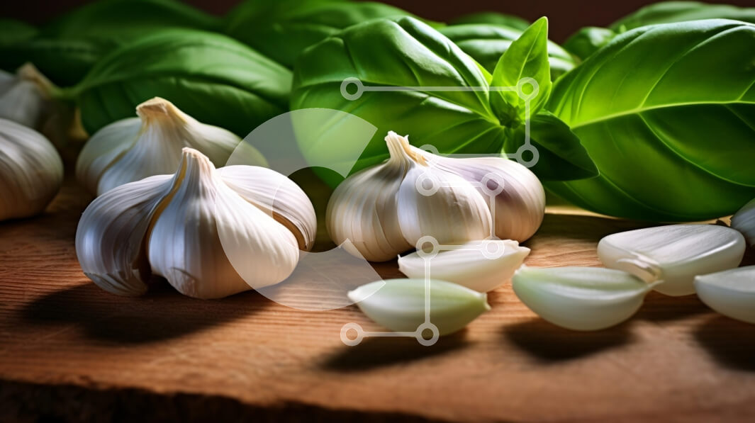 Σετ των 2 Intra Συλλεκτικό Ξύλινο Παζλ Plywood  4mm - Βολβοί και σκελίδες σκόρδου στο ξύλο κοπής Σε Ξύλινο Κουτί - Διαστάσεις: 10x10 cm – 25 κομμάτια