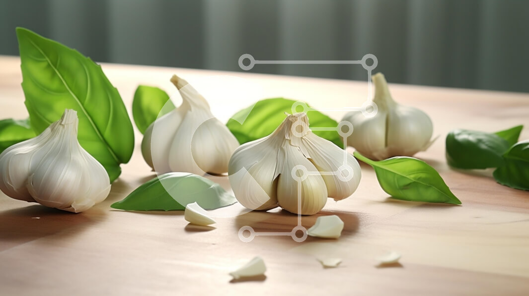 Σετ των 2 Intra Συλλεκτικό Ξύλινο Παζλ Plywood  4mm - Φρέσκες σκελίδες σκόρδου και πράσινα φύλλα Σε Ξύλινο Κουτί - Διαστάσεις: 10x10 cm – 25 κομμάτια