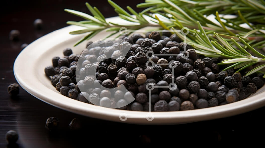 Σετ των 2 Intra Συλλεκτικό Ξύλινο Παζλ Plywood  4mm - Λευκό μπολ με κόκκους μαύρου πιπεριού, φύλλα δεντρολίβανου και σπόρους Σε Ξύλινο Κουτί - Διαστάσεις: 10x10 cm – 25 κομμάτια