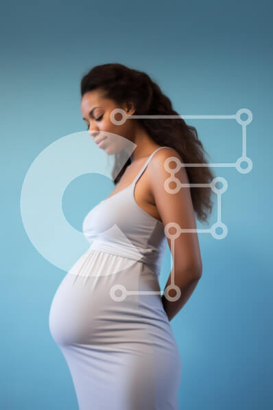 Intra Συλλεκτικό Ξύλινο Παζλ Plywood  4mm - Έγκυος γυναίκα που κοιτάζει το μπλε φόντο Σε Ξύλινο Κουτί - Διαστάσεις Puzzle: 10x10 cm – 25 κομμάτια