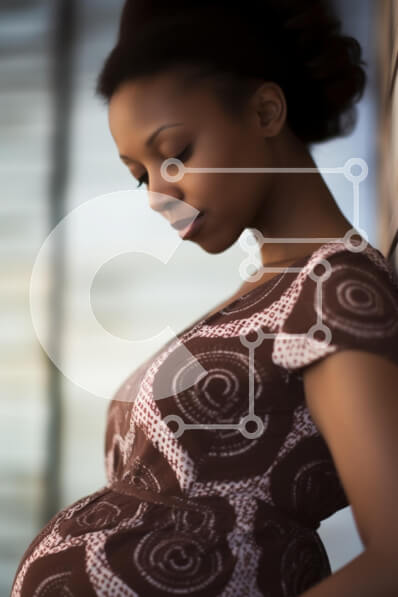 Intra Συλλεκτικό Ξύλινο Παζλ Plywood  4mm - Έγκυος γυναίκα που κλίνει στον τοίχο Σε Ξύλινο Κουτί - Διαστάσεις Puzzle: 10x10 cm – 25 κομμάτια