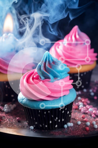 Σετ των 2 Intra Συλλεκτικό Ξύλινο Παζλ Plywood  4mm - Πολύχρωμα cupcakes στο πιάτο με κερί Σε Ξύλινο Κουτί - Διαστάσεις: 10x10 cm – 25 κομμάτια