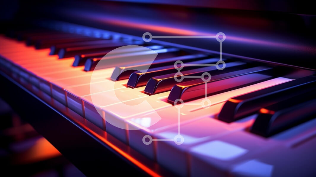 Intra Συλλεκτικό Ξύλινο Παζλ Plywood  4mm - Κοντινό πλάνο Όρθιο Πιάνο με Έντονα Φωτισμένα Πλήκτρα Σε Ξύλινο Κουτί - Διαστάσεις Puzzle: 10x10 cm – 25 κομμάτια