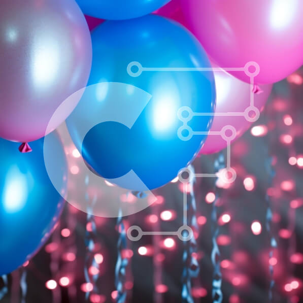 Intra Συλλεκτικό Ξύλινο Παζλ Plywood  4mm - Πολύχρωμα μπαλόνια και σερπαντίνες Σε Ξύλινο Κουτί - Διαστάσεις Puzzle: 10x10 cm – 25 κομμάτια