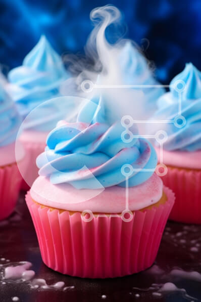 Σετ των 2 Intra Συλλεκτικό Ξύλινο Παζλ Plywood  4mm - Στοιβαγμένα Cupcakes με ροζ και μπλε γλάσο Σε Ξύλινο Κουτί - Διαστάσεις: 10x10 cm – 25 κομμάτια