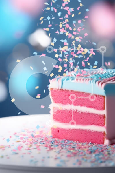 Σετ των 2 Intra Συλλεκτικό Ξύλινο Παζλ Plywood  4mm - Φέτα ροζ και μπλε κέικ με κομφετί Σε Ξύλινο Κουτί - Διαστάσεις: 10x10 cm – 25 κομμάτια