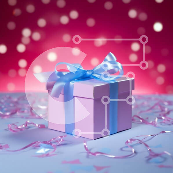 Intra Συλλεκτικό Ξύλινο Παζλ Plywood  4mm - Εορταστικό ροζ κουτί δώρου με κομφετί και στρέμματα Σε Ξύλινο Κουτί - Διαστάσεις Puzzle: 10x10 cm – 25 κομμάτια