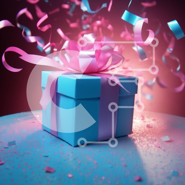 Intra Συλλεκτικό Ξύλινο Παζλ Plywood  4mm - Μπλε κουτί δώρου με κομφετί που πέφτουν Σε Ξύλινο Κουτί - Διαστάσεις: 10x10 cm – 25 κομμάτια