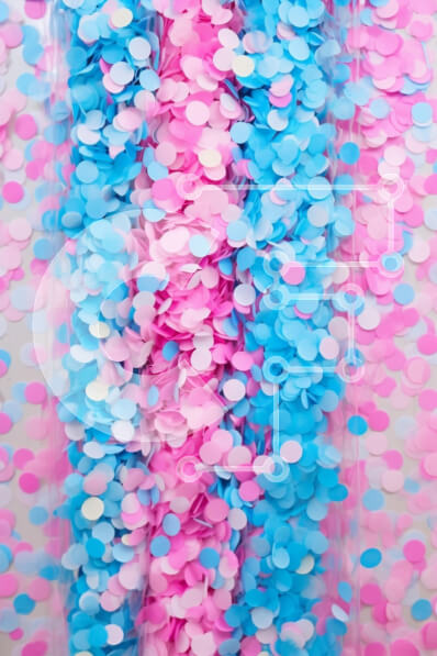 Intra Συλλεκτικό Ξύλινο Παζλ Plywood  4mm - Ροζ και μπλε κουκκίδες κομφετί σε καθαρό επιτραπέζιο Σε Ξύλινο Κουτί - Διαστάσεις Puzzle: 10x10 cm – 25 κομμάτια