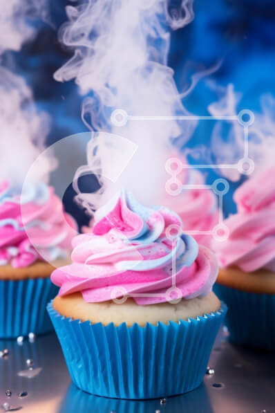 Σετ των 2 Intra Συλλεκτικό Ξύλινο Παζλ Plywood  4mm - Ομάδα Cupcakes με ροζ και μπλε γλάσο Σε Ξύλινο Κουτί - Διαστάσεις: 10x10 cm – 25 κομμάτια