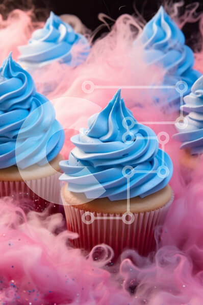 Σετ των 2 Intra Συλλεκτικό Ξύλινο Παζλ Plywood  4mm - Πολύχρωμα cupcakes με μπλε γλάσο και ψεκασμούς Σε Ξύλινο Κουτί - Διαστάσεις: 10x10 cm – 25 κομμάτια