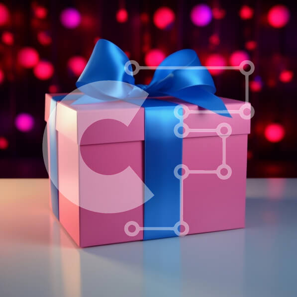 Intra Συλλεκτικό Ξύλινο Παζλ Plywood  4mm - Ροζ Κουτί δώρου με μπλε κορδέλα και φωτάκια Σε Ξύλινο Κουτί - Διαστάσεις Puzzle: 10x10 cm – 25 κομμάτια